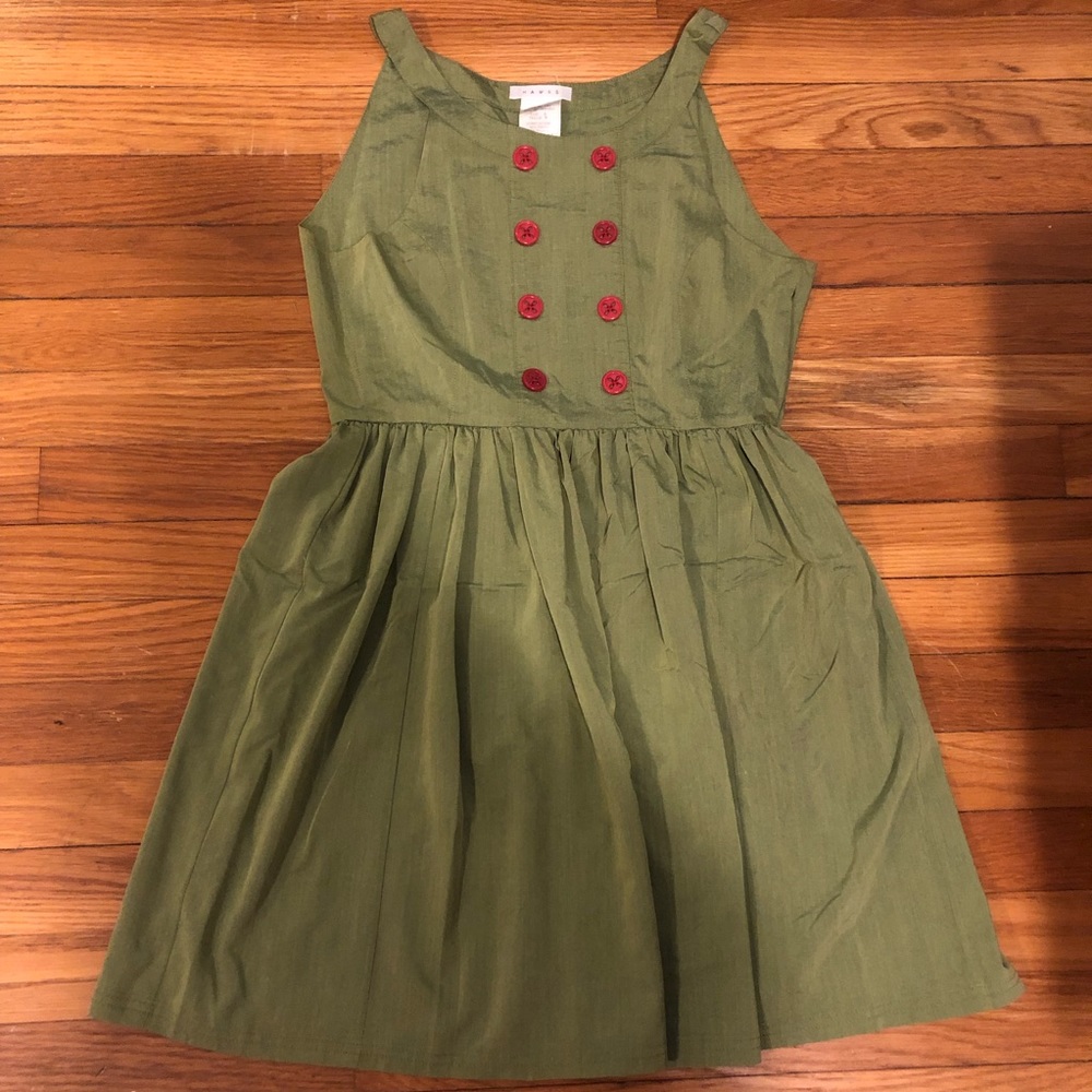 Metallic green halter dress